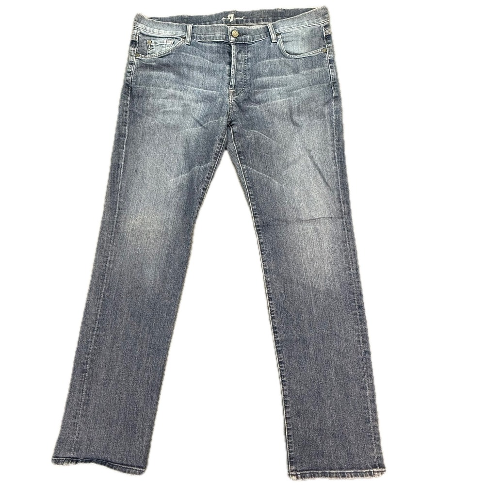 7 For All Mankind Standard Jeans Mens 38 Blue Button Fly Straight Leg Denim